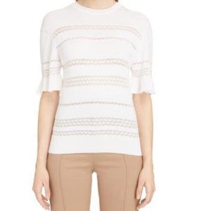 CHLOÉ Vanilla Ice Lace Knit T-Shirt S $1095 NWT
